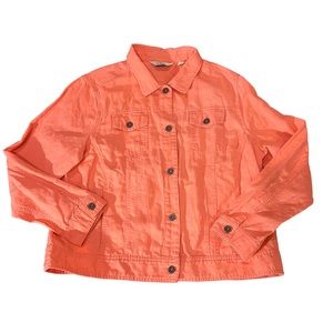 L.L Bean Size Large Coral Linen/Denim Jacket